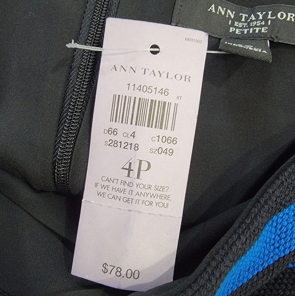 NEW Ann Taylor Black and Blue Striped Skirt Size 4 P - Picture 10 of 13
